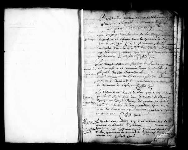 Série communale : Hôpital : sépultures 28 janvier 1719-2 novembre 1743.