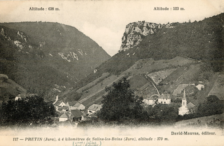 Pretin (Jura). 117. A 4 kilomètres de Salins-les-Bains, alt. 370m. David-Mauvas.