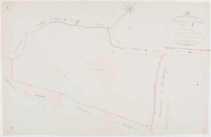 Louvatange, section A, les Essards Bretin, feuille 3.géomètre : Rosset