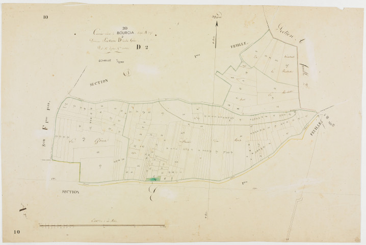 Bourcia, section D, Civira, feuille 2 [1820-1822] géomètre : Laplace