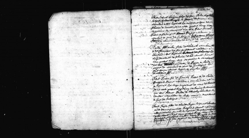 Baptêmes, mariages, sépultures 3 février 1685 - 6 mars 1692.