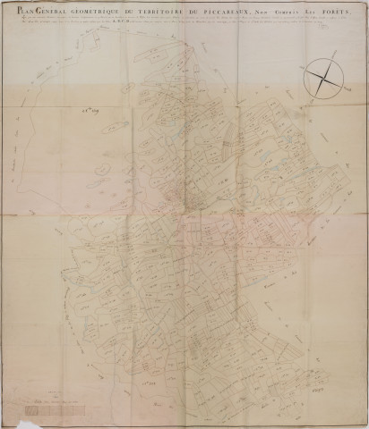 Picarreau. Plan du livre foncier dressé par Louis Grégoire. Plan du territoire communal hors forêts.