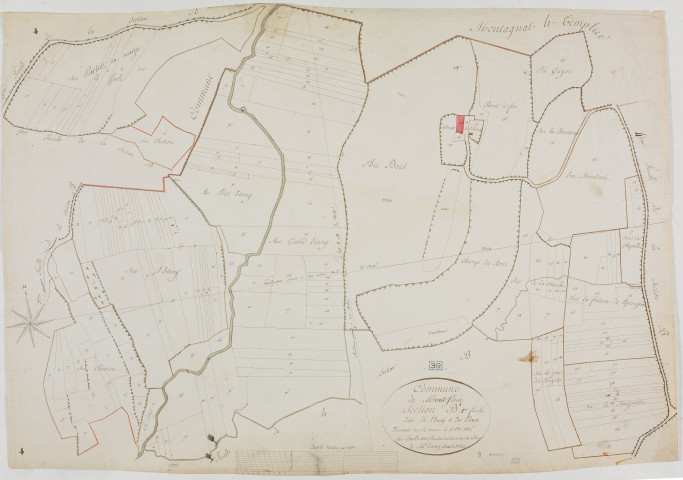 Montfleur, section B, l'Etang et les Echaux, feuille 1.géomètre : Sauldubois