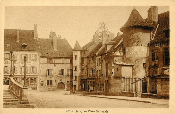 Dole (Jura). La place nationale. Réservée, Librairie Beauchoux, Rey.