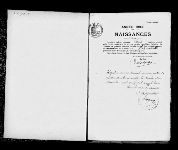Naissances, mariages, décès, 1923-1932, publications de mariage, 1923-1927.
