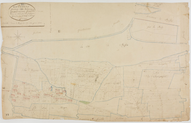 Rothonay, section C, le Village, feuille 4.géomètre : Jannin