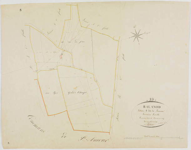 Balanod, section A, le Monceau, feuille 3.géomètre : Trésy