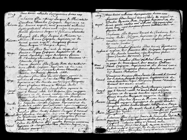 Série communale : baptêmes, juillet 1719-décembre 1736.