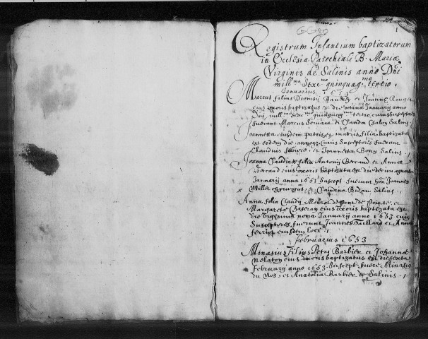 Baptêmes, 8 janvier 1653 - 19 janvier 1686.