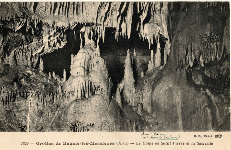 Baume-les-Messieurs (Jura). 1829. La grotte, le dôme du Saint-Pierre et la sacristie. Paris, B.F.