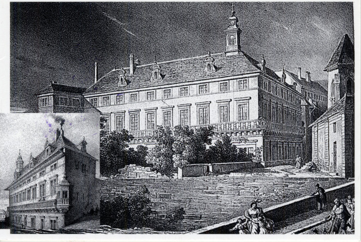 Dole (Jura). L'hôpital. Lithographie d'Evariste Fragonaud (1825) et d'Eugène Sagot (1841).