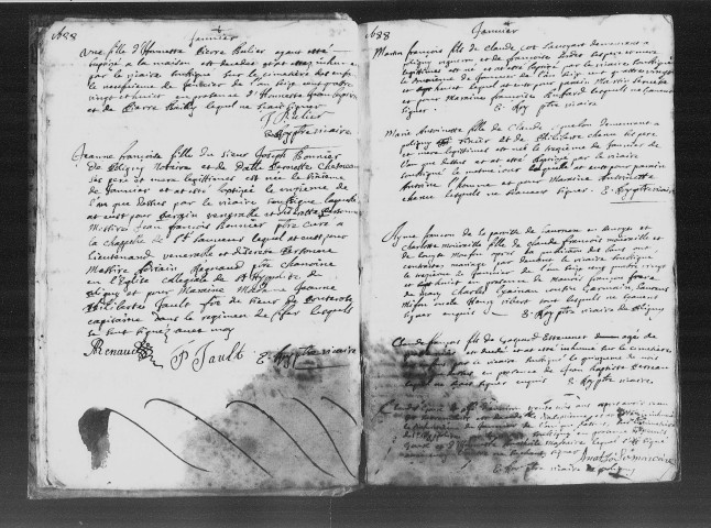 Baptêmes, mariages et sépultures, 1er janv. 1688-1er juin 1691.