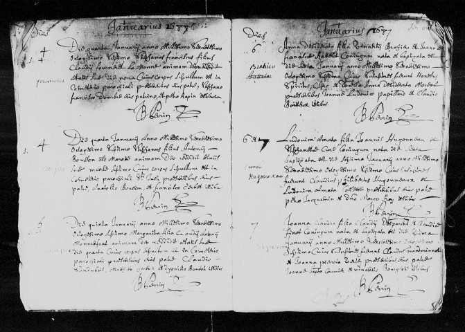 Baptêmes, mariages et sépultures, 2 janvier 1687 - 31 août 1689