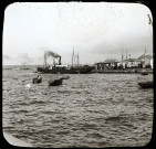 Reproduction d'une vue du port de commerce de Brest.