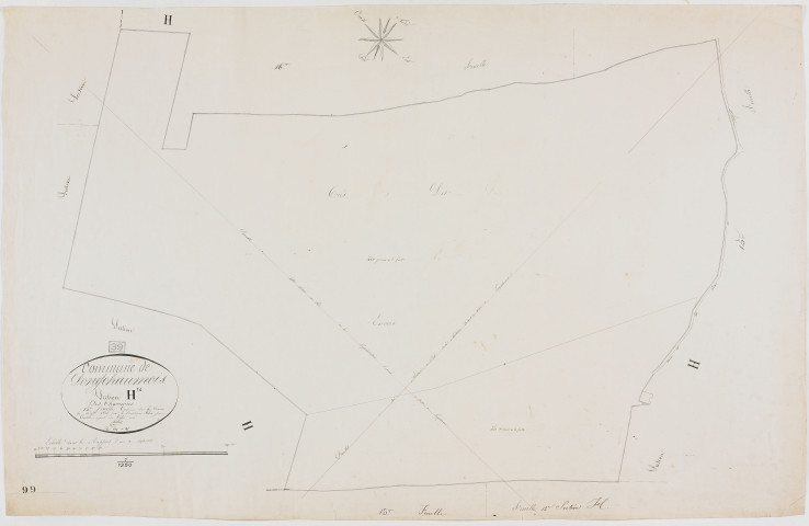 Longchaumois, section H, Charrières, feuille 14.géomètre : Félix cadet