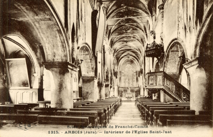 Sites pittoresques de la Franche-Comté. Arbois (Jura). L'intérieur de l'église Saint Just. Besançon.