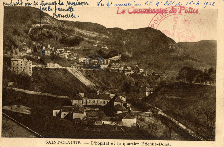 Saint-Claude (Jura). L'hôpital et le quartier Étienne-Dolet. J. Mermet.