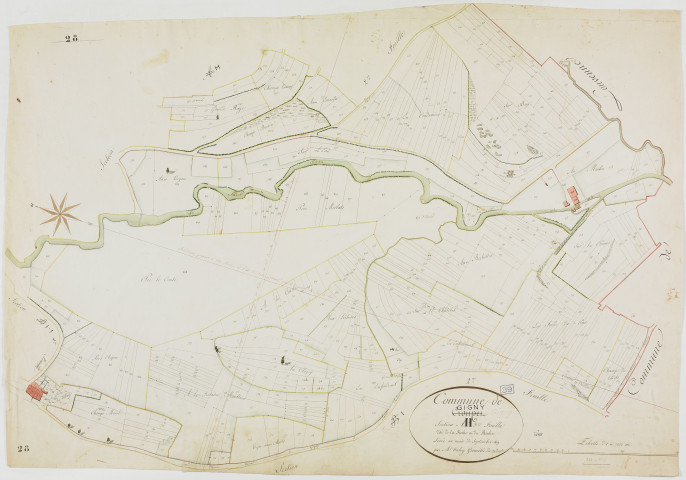 Gigny, section H, la Roche et le Moulin, feuille 3.géomètre : Tabey