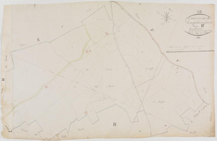 Longchaumois, section H, Charrières, feuille 5.géomètre : Félix cadet