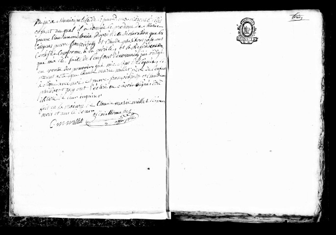 Naissances 1793-1812, publications de mariage 1793, an XII-1812, mariages 1793-an VI, an IX-1812.