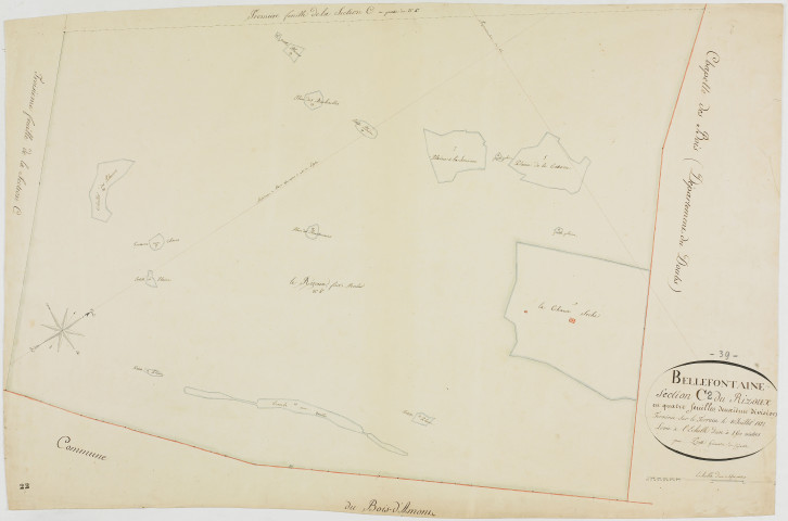 Bellefontaine, section C, le Rizoux, feuille 2.géomètre : Prost