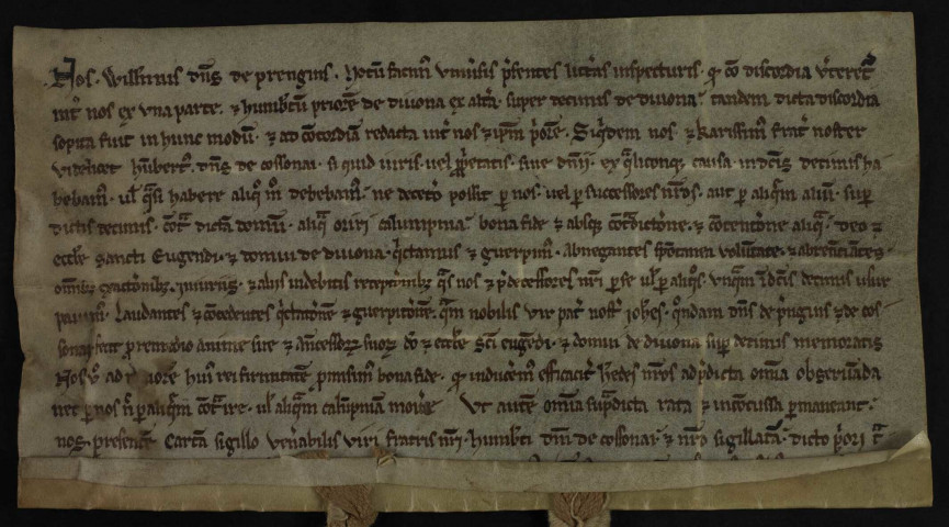Transaction entre Guillaume, seigneur de Prangins, et le prieur de Divonne a/s. dîmes de Divonne.