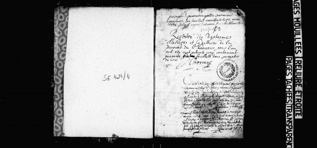 Baptêmes, mariages, sépultures, 3 janvier 1685 -12 décembre 1713.