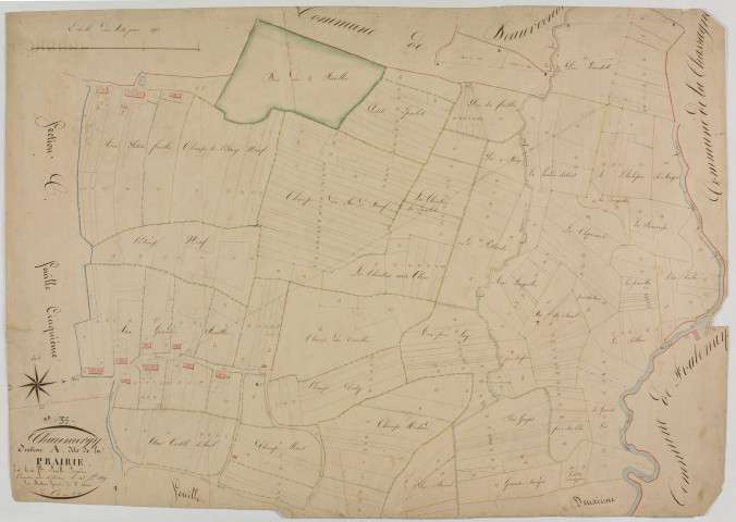 Chaumergy, section A, la Prairie, feuille 1.géomètre : Mathieu