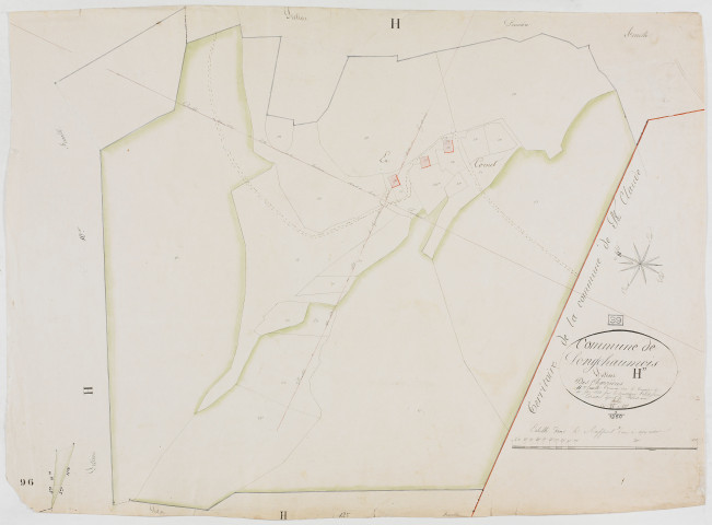 Longchaumois, section H, Charrières, feuille 11.géomètre : Félix cadet