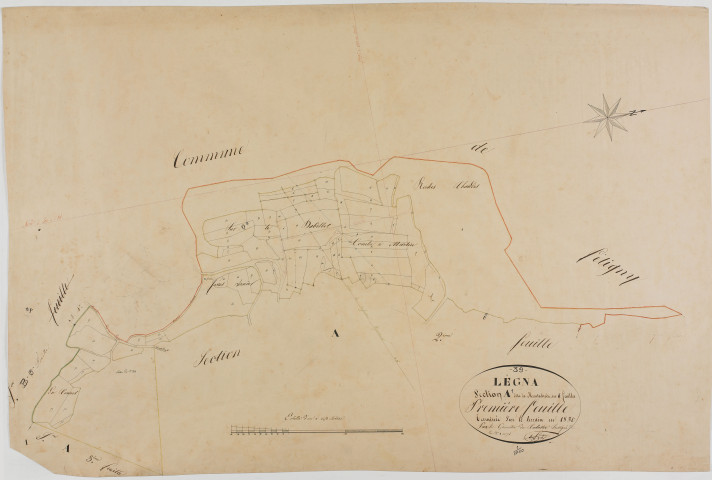 Légna, section A, Montadroit, feuille 1.géomètre : Singey