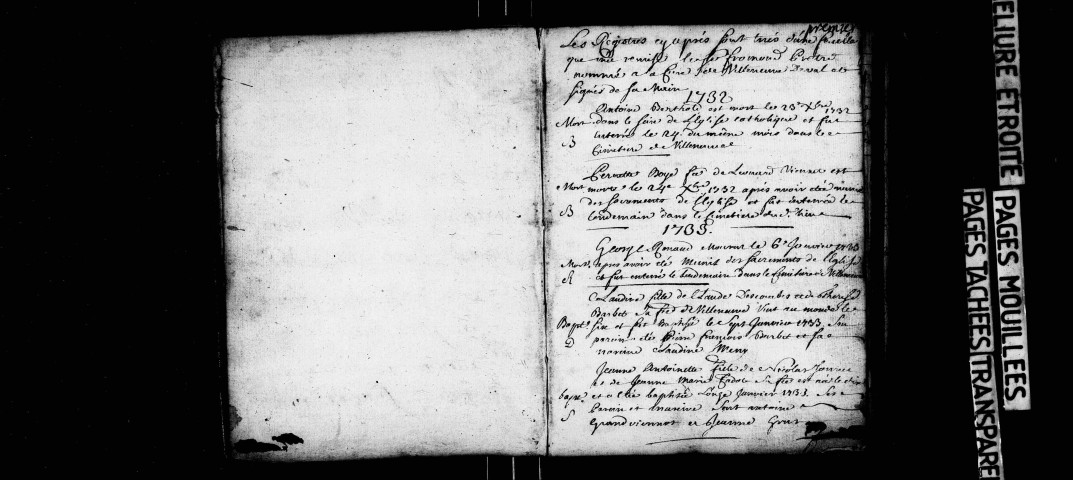 Série communale : baptêmes, mariages, sépultures 23 décembre 1732-13 juin 1771.
