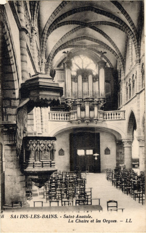 Salins-les-Bains (Jura). Église Saint-Anatole. La chaire et les orgues. Paris, Lévy et Neurdein.