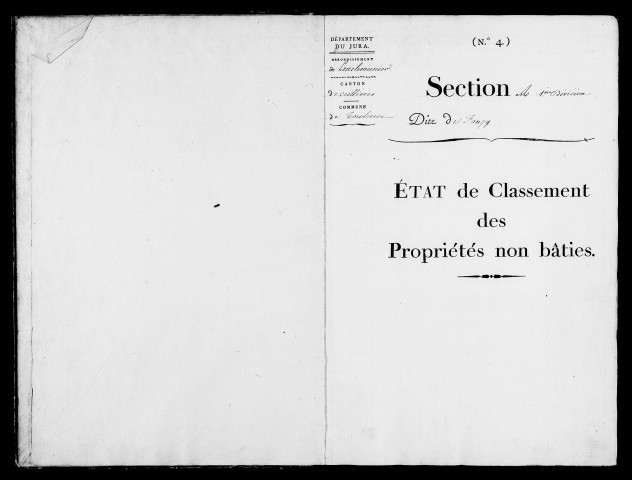Etat de sections, état de classement, s.d. [1809].