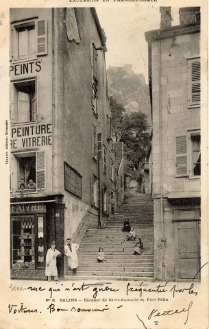Salins-les-Bains (Jura). Escalier de Saint-Anatoile et Fort Belin. Perrey.
