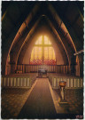 Lavancia-Epercy (Jura). L'église entièrement construite en différentes essences de bois. Vue intérieure. Compagnie des Arts Photographiques, Paris-15e. Photo Bourgeois, Studio Gauthier, Oyonnax.