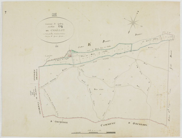 Gendrey, section D, Chaillot, feuille 2.géomètre : Grenot