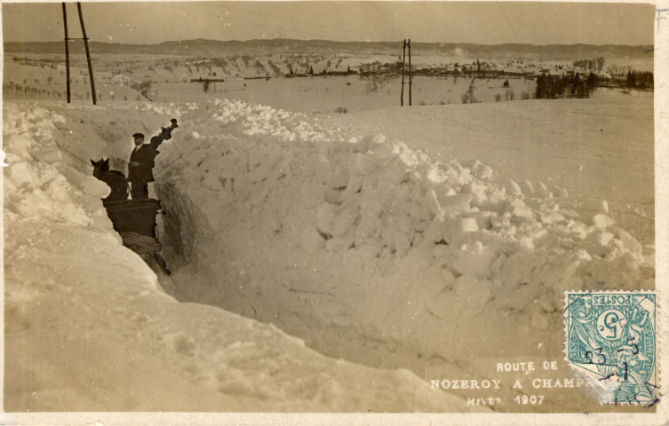 Nozeroy (Jura). Route de Nozeroy à Champagnole, hiver 1907.