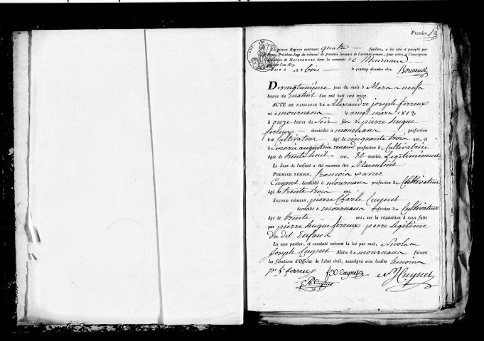 Publications de mariage 1813-1815, 1817-1832 ; naissances, mariages, décès 1813-1832.
