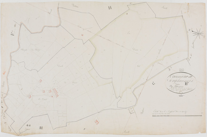 Longchaumois, section H, Charrières, feuille 3.géomètre : Félix cadet