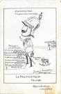 Guerre 1914-1915. Caricature de Wilhelm II.Le Pacificateur Fourbe. "Je suis trop haut. J'ai peur pour mon trône.... " Besançon, Martin-Bellet