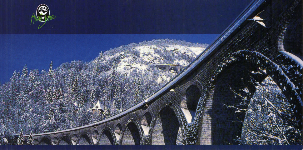 Haut-Jura. Les Viaducs de Morez, ligne de Chemin de fer Morbier-Morez-Saint-Claude. Lajoux, Parc Naturel Régional du Haut-Jura.