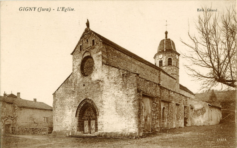 Gigny (Jura). L'église. Chalon-sur-Saône. Grand, imprimerie Bourgeois Frères.