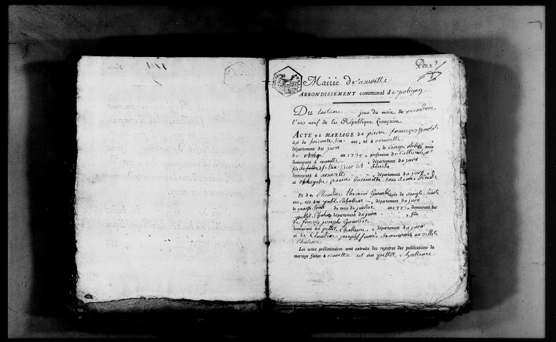Naissances, mariages, décès et publications de mariage, an IX-1810.