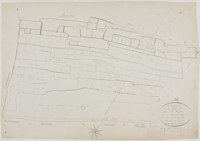 Montfleur, section A, Longerat et Freynet, feuille 1.géomètre : Sauldubois