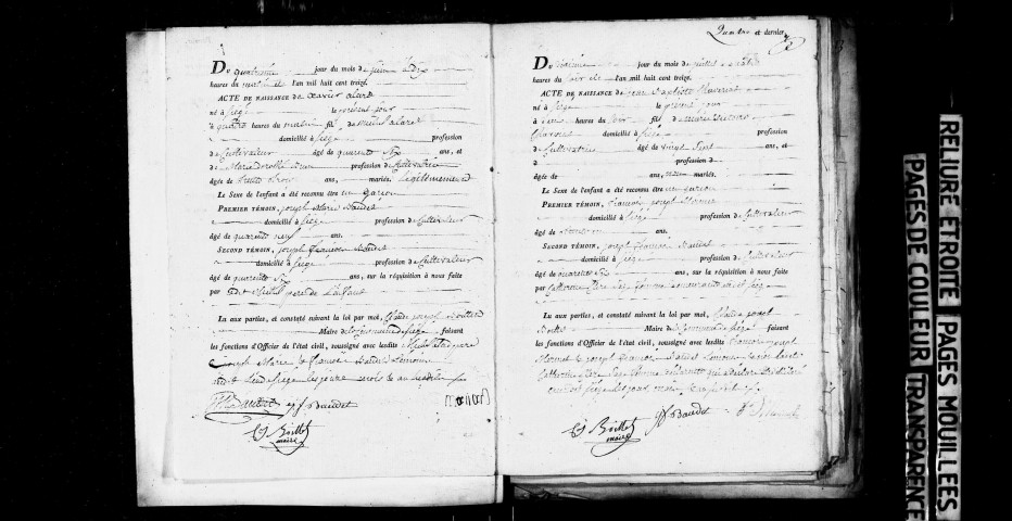 Publications de mariage 1813-1816, 1822-1832 ; naissances, mariages, décès 1813-1832.