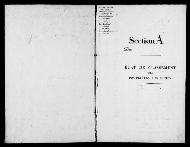 Etat de sections, état de classement, s.d. [1809]. Commune fusionnée à celle de Saint-Lamain en 1822.