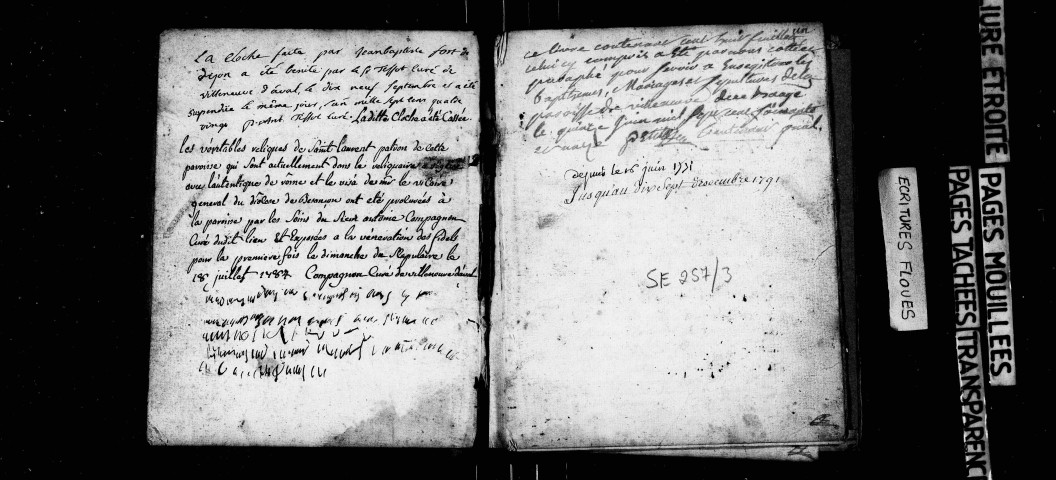 Série communale : baptêmes, mariages, sépultures 16 juin 1771-1791.