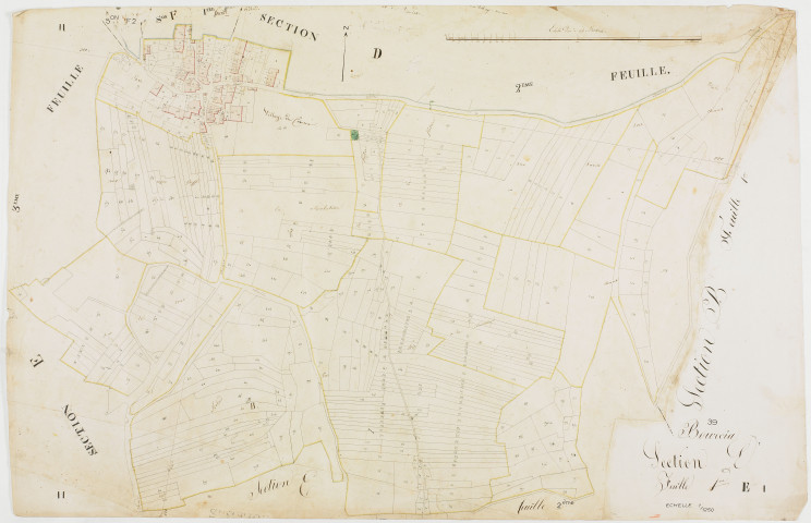 Bourcia, section E, le Village, feuille 1 [1820-1822]géomètre : pas de nom [Laplace ?]