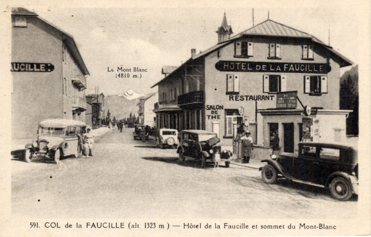 Col de la Faucille (Jura). 591. Alt. 1323m., hôtel de la Faucille et sommet du Mont-Blanc.
