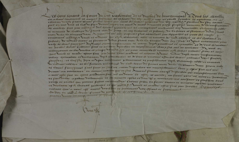 Charles VIII, roi de France, vidime et confirme le diplôme de Philippe le Bon de 1436 et confirme les privilèges de l'abbaye de Saint-Oyend.